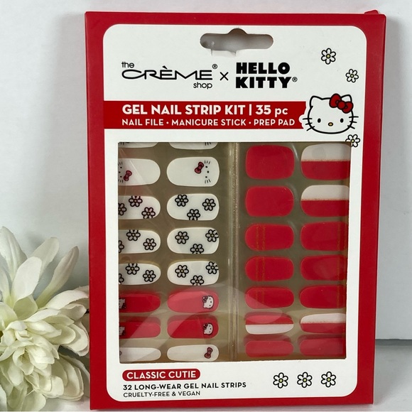 Hello Kitty Other - Hello KittyX Crème Shop Classic Cutie 32 Long Wear Gel Nail Strips Red White NEW